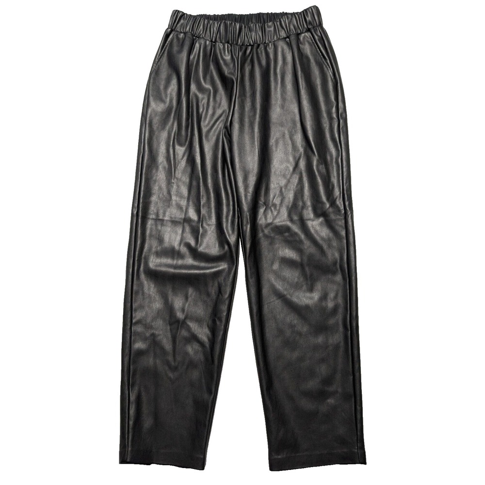 LISADNYC‎ x THE DROP Women Large Black Vegan Leather Pull-On Pants EUC